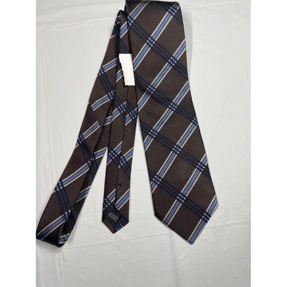 Alexander Julian Colours Brown Plaid Silk Tie Classic Necktie For Men